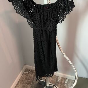 Material Girl Black Lace Off-Shoulder Mini Dress
